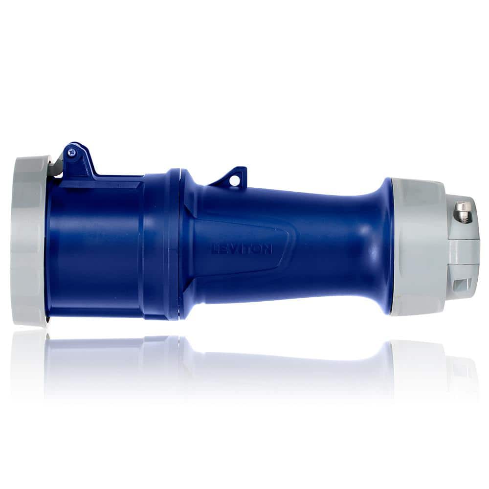 Leviton LEV Series 60 Amp 250-Volt 3-Phase, 3P, 4-Watt IEC 60309-1 and 60309-2 Pin and Sleeve Connector Watertight, Blue