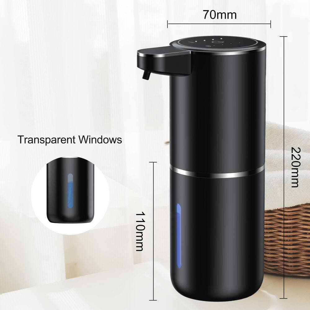 Wudkey Touchless Automatic Soap Dispenser with Adjustable Output, 1200mAh Battery for Kitchen and Bathroom in Black (2)