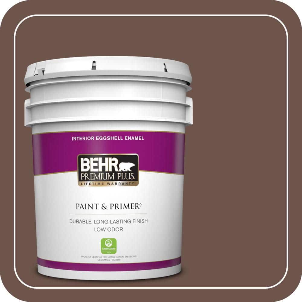 BEHR PREMIUM PLUS 5 gal. #N130-7 Double Fudge Eggshell Enamel Low Odor Interior Paint & Primer