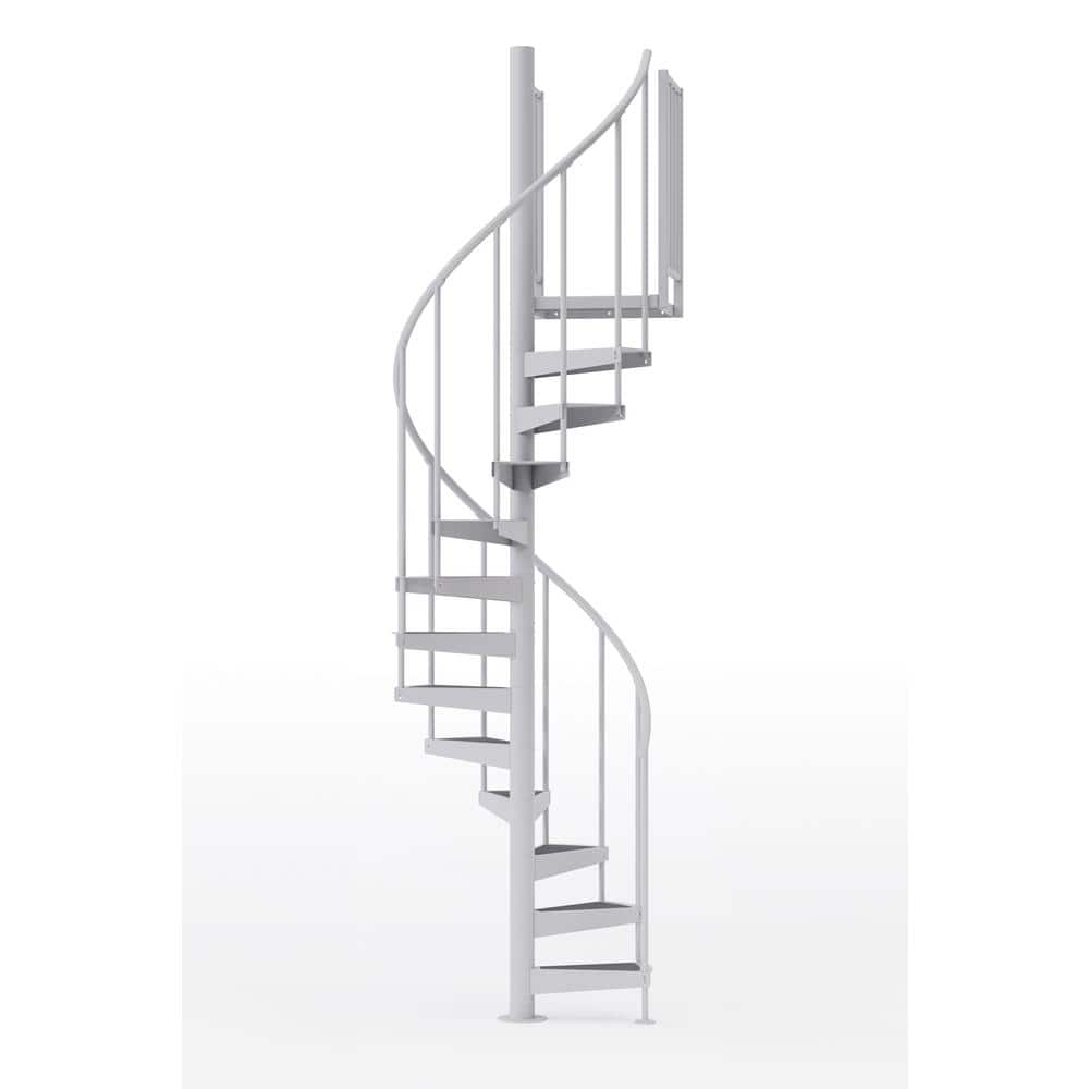 Mylen STAIRS Condor White Interior 42in Diameter, Fits Height 110.5in - 123.5in, 2 42in Tall Platform Rails Spiral Staircase Kit (1)