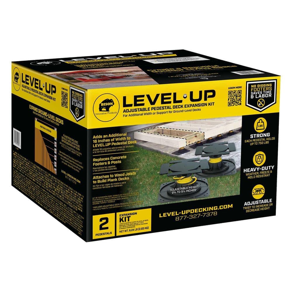Bison Innovative Products Level.Up Adjustable Deck Pedestal Joist Support Expansion Kit (2-Pedestal Kit)