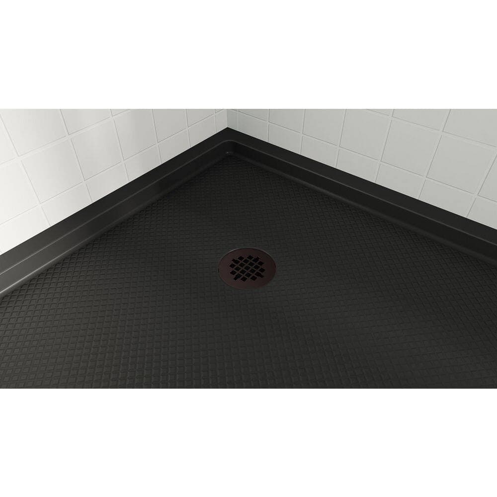 DreamLine SlimLine 36 in. L x 36 in. W Corner Neo Angle Black Shower Pan Base with 2 in. Round Corner Drain in Oil Rubbed Bronze (2)