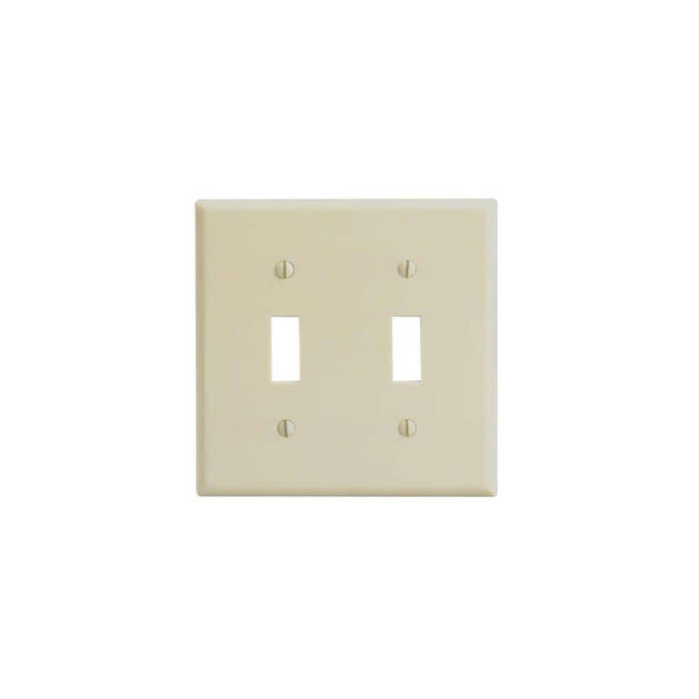 Leviton 2-Gang Ivory Toggle Plastic Standard Wall Plate (1-Pack) 86009-I