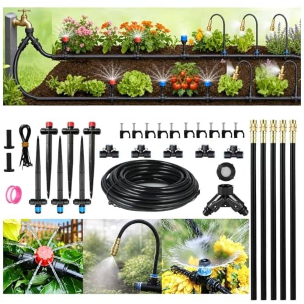 Unbranded 50FT Drip Irrigation System for Starter: Small Garden Quick Connect 1/4" PE Water Tubing Automatic 11Pcs Sprinkler Kit A (3)