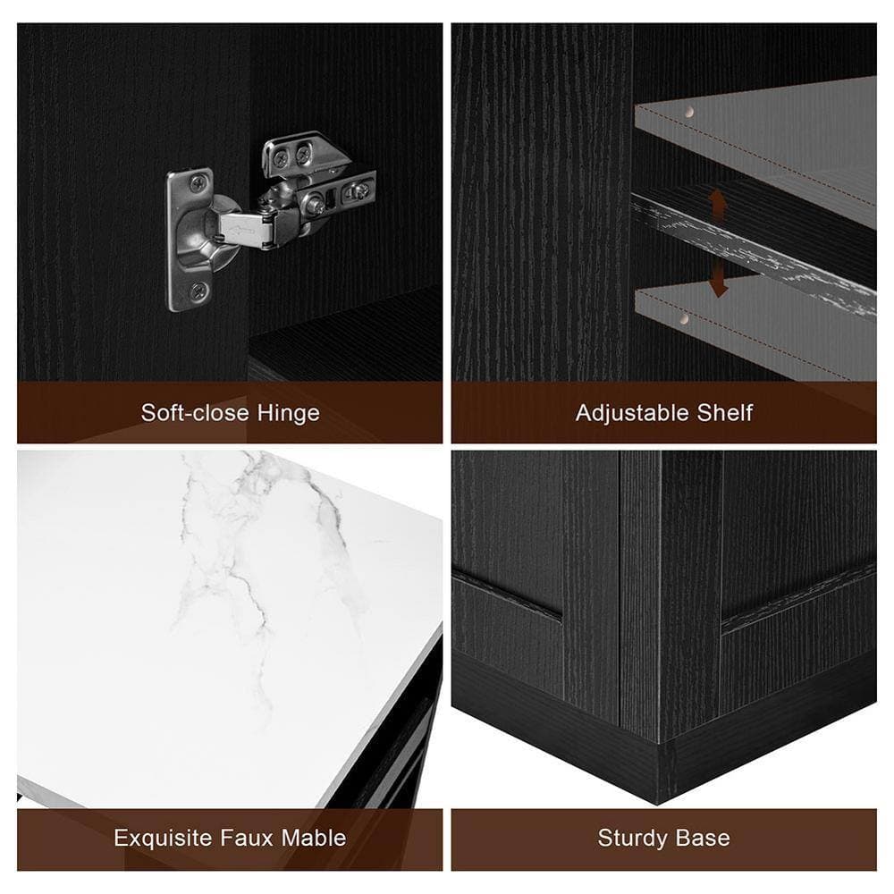 COWLOWN 31.5 in. W x 27.6 in. D x 36.2 in. H Bathroom Black Linen Cabinet (3)