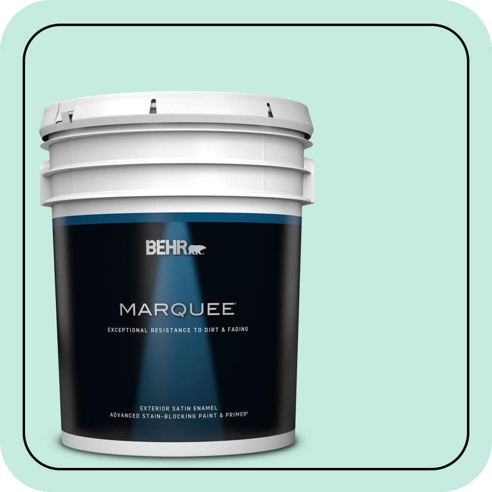 BEHR MARQUEE 5 gal. #P440-2 Clear Aqua Satin Enamel Exterior Paint & Primer