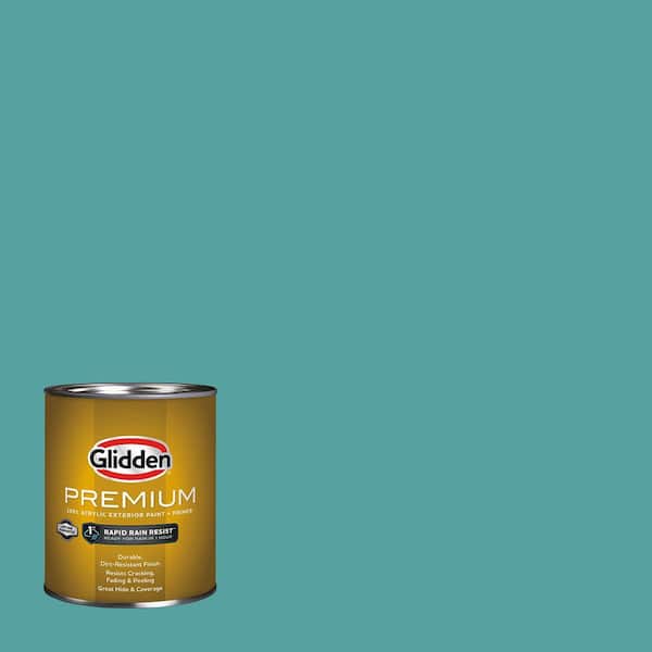 Glidden Premium 1 qt. Teal Bayou PPG1147-5 Satin Exterior Latex Paint (2)