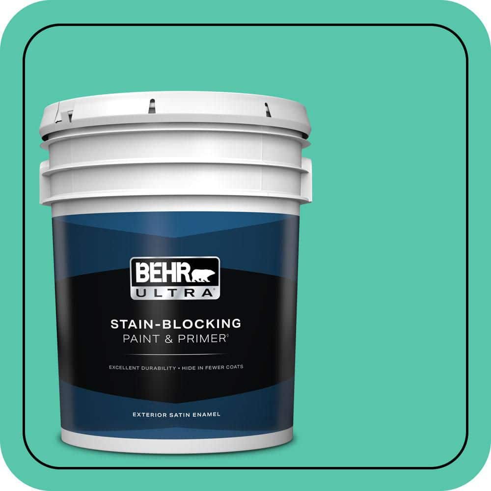 BEHR ULTRA 5 gal. #480B-4 Shoreline Green Satin Enamel Exterior Paint & Primer