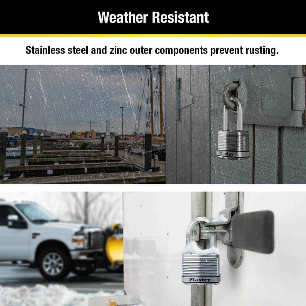 Master Lock Heavy Duty Outdoor Padlock with Key, 1-3/4 in. Wide, 1-1/2 in. Shackle (3)