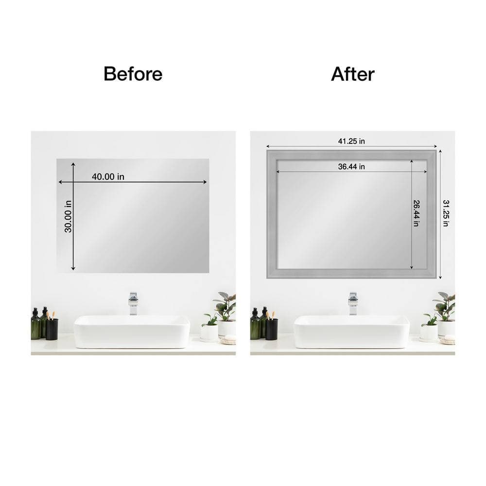 Amanti Art Mirror Makeover VistBrushed Nickel 41.25 in. W x 31.25 in. H Bathroom Mirror Frame Border Kit-Fits a 40 x 30 Mirror (3)