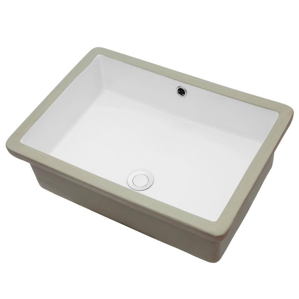 XUJMK 22 in. Undermount Rectangular Bathroom Sink with Overflow White Ceramic, 22 in. x 15.5 in. White Ceramic Bathroom Sink (2)