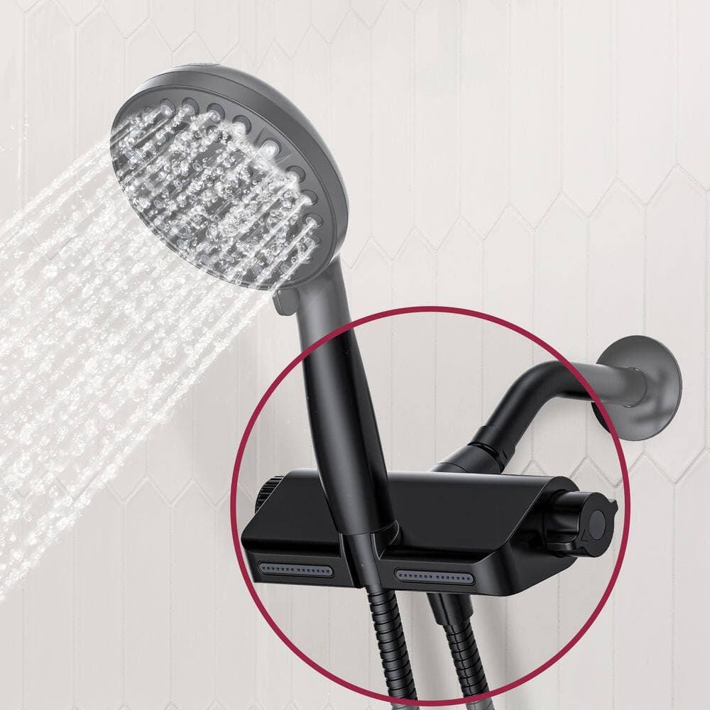 Westbrass Wall-Mount Handshower Holder with Built-In Filter and Diverter in Matte Black (2)