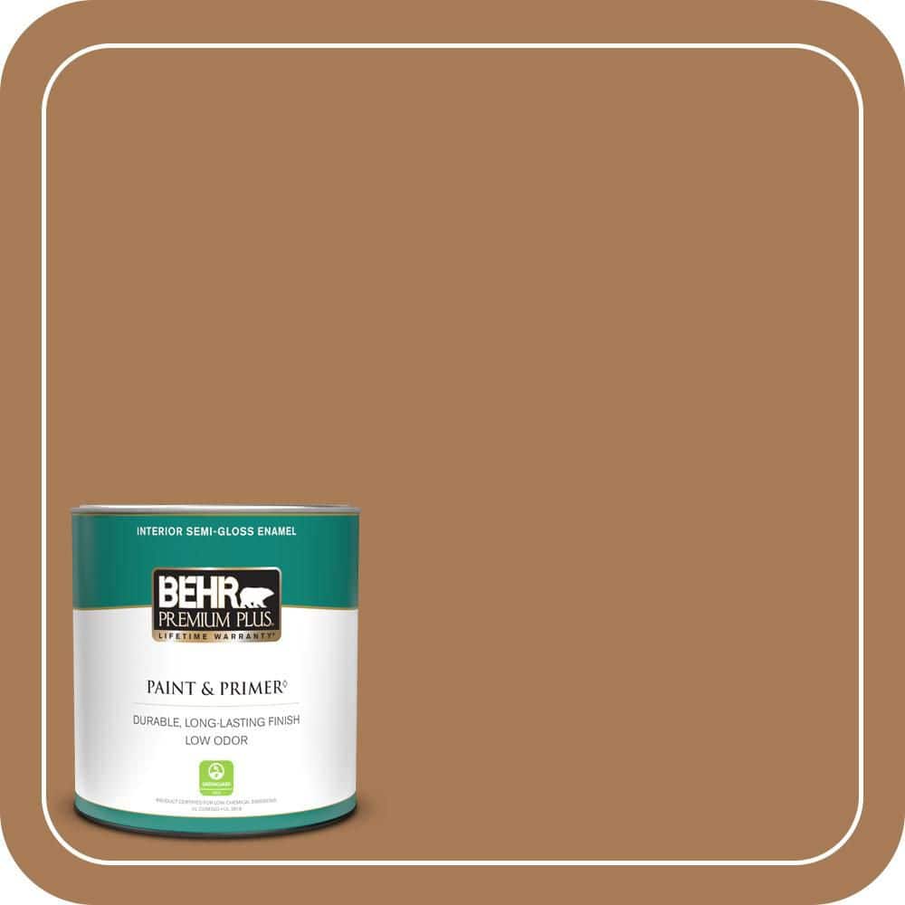 BEHR PREMIUM PLUS 1 qt. #S270-7 Antique Penny Semi-Gloss Enamel Low Odor Interior Paint & Primer