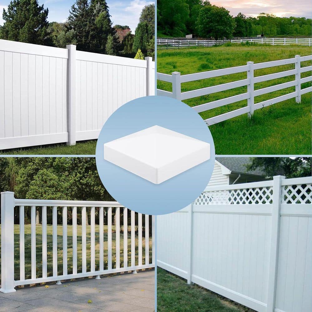 Afoxsos 4 x 4 in. White Vinyl Fence Post Caps Decorative Pyramid Cover for Fence, Deck, Mailbox Posts, 10-Pack (2)