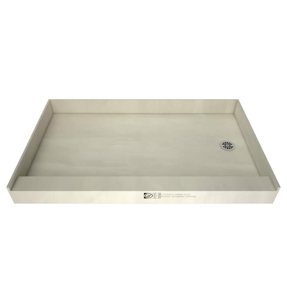Tile Redi 36 in. x 60 in. Alcove Single Curb Shower Pan Base with Right Drain in Polished Chrome (1)