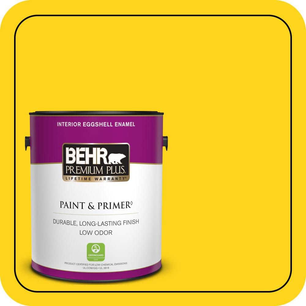 BEHR PREMIUM PLUS 1 gal. #S-G-390 Lemon Zest Eggshell Enamel Low Odor Interior Paint & Primer