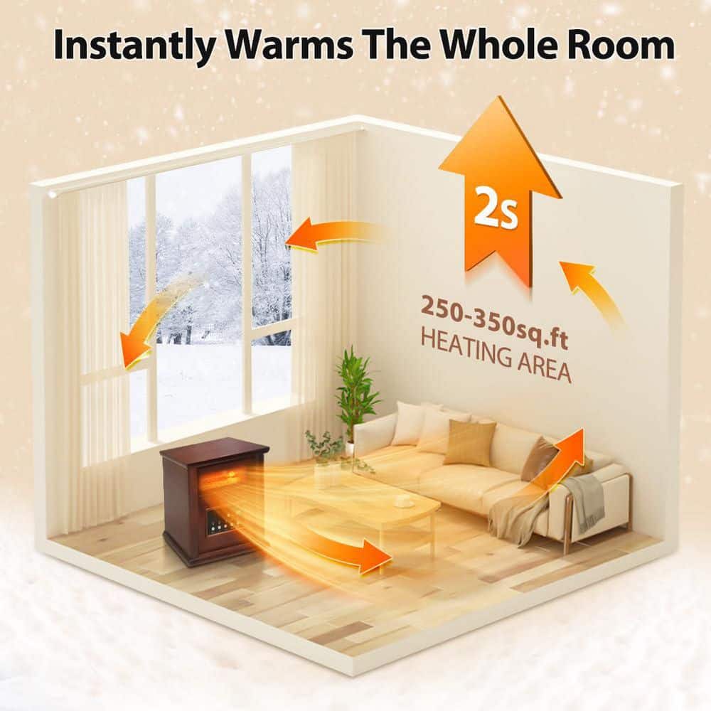Unbranded 1500W Quartz Infrared Electric Furnace Heater with Remote Control, Timer, Overheat Protection, Real Wood Frame (3)