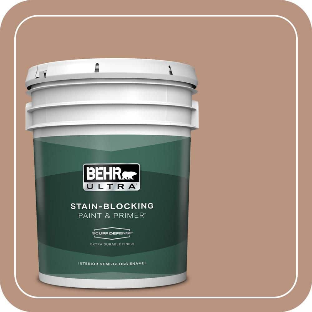 BEHR ULTRA 5 gal. #MQ1-59 Caramel Cream Extra Durable Semi-Gloss Enamel Interior Paint & Primer