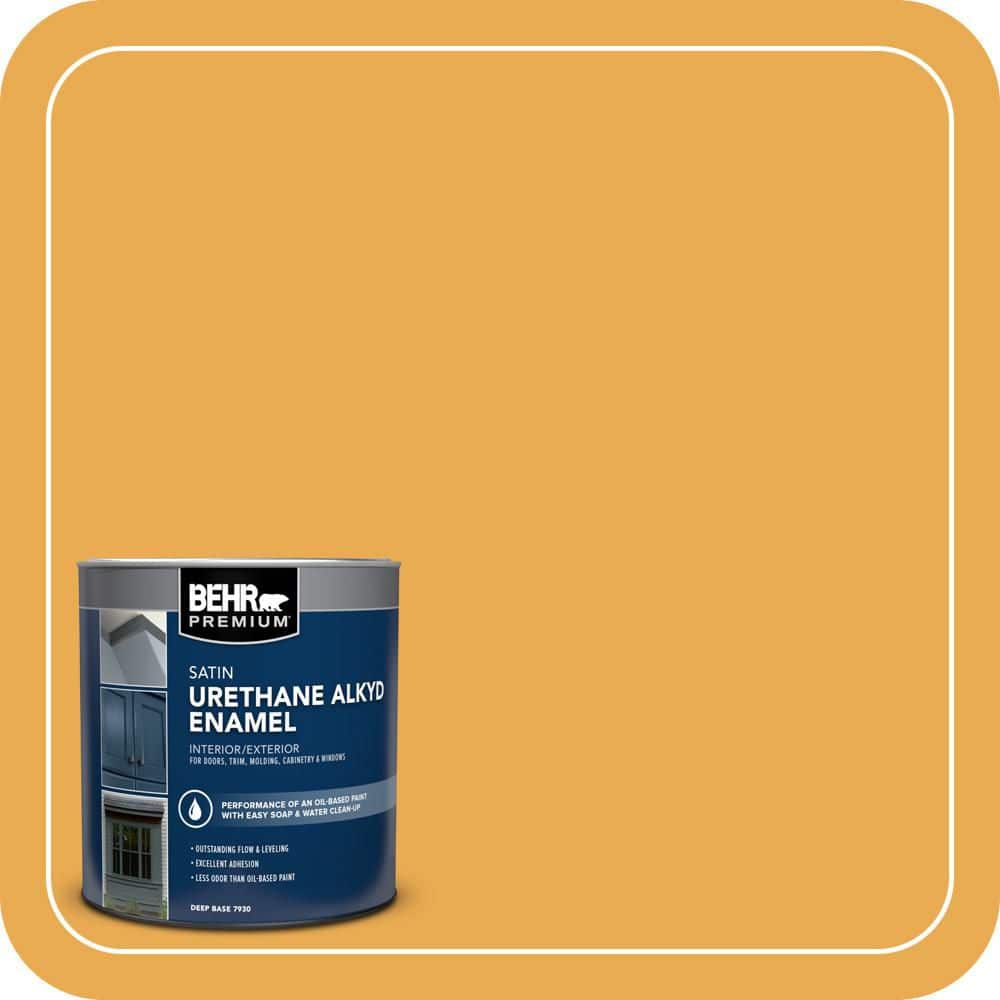 BEHR PREMIUM 1 qt. #BIC-43 Optimist Gold Satin Enamel Urethane Alkyd Interior/Exterior Paint