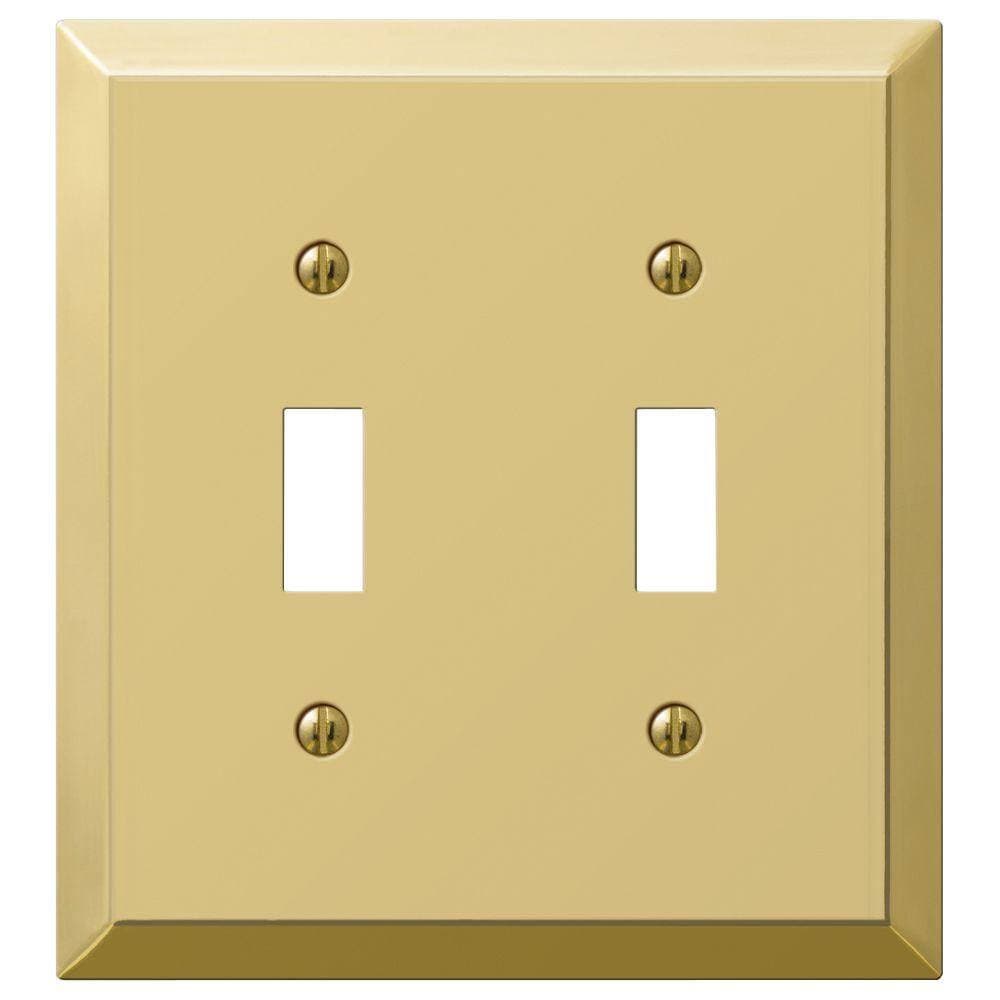 Hampton Bay Metallic 2 Gang Toggle Steel Wall Plate - Polished Brass