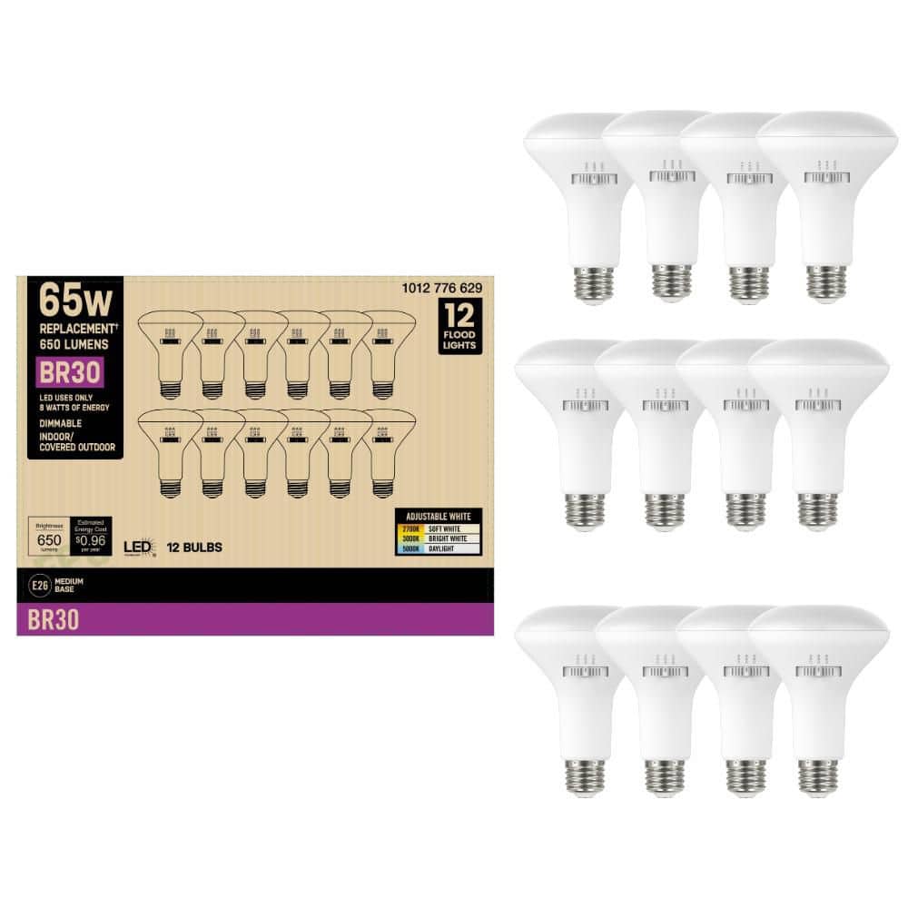 PRIVATE BRAND UNBRANDED 65-Watt Equivalent BR30 Dimmable LED Light Bulb With Selectable Color Temperature (12-Pack) (2)