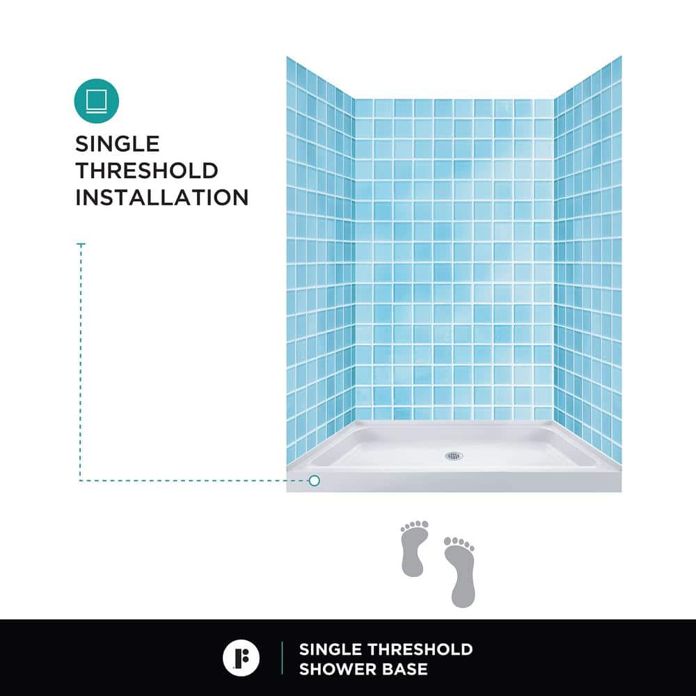 FINE FIXTURES 30 in. L 60 in. W Alcove Threshold Shower Pan Base with Drain (3)