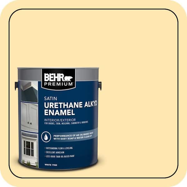 BEHR PREMIUM 1 gal. #P280-2 Gold Thread Urethane Alkyd Satin Enamel Interior/Exterior Paint (2)