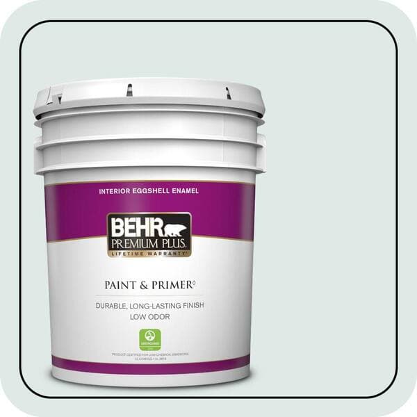 BEHR PREMIUM PLUS 5 gal. #PPU13-17 Fresh Day Eggshell Enamel Low Odor Interior Paint & Primer (2)