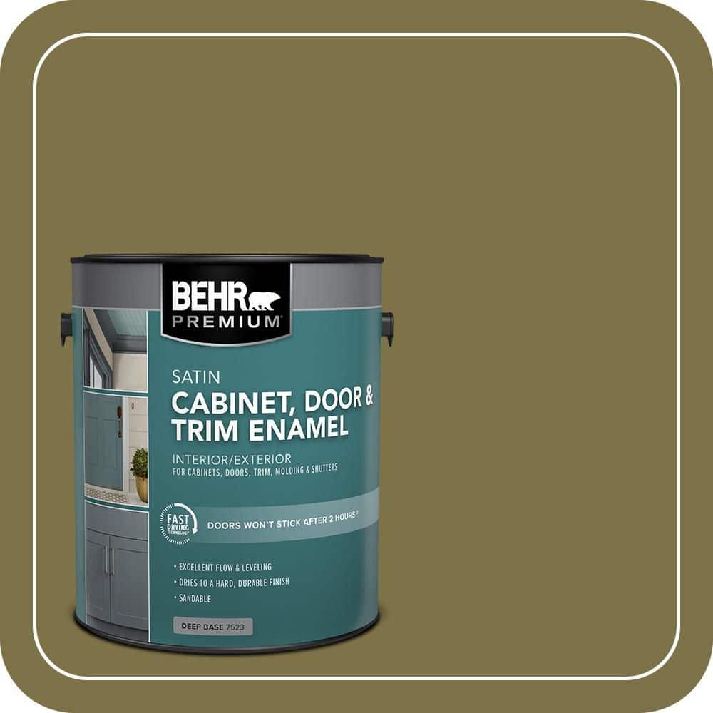 BEHR PREMIUM 1 gal. #S330-7 Olive Shade Satin Enamel Interior/Exterior Cabinet, Door & Trim Paint