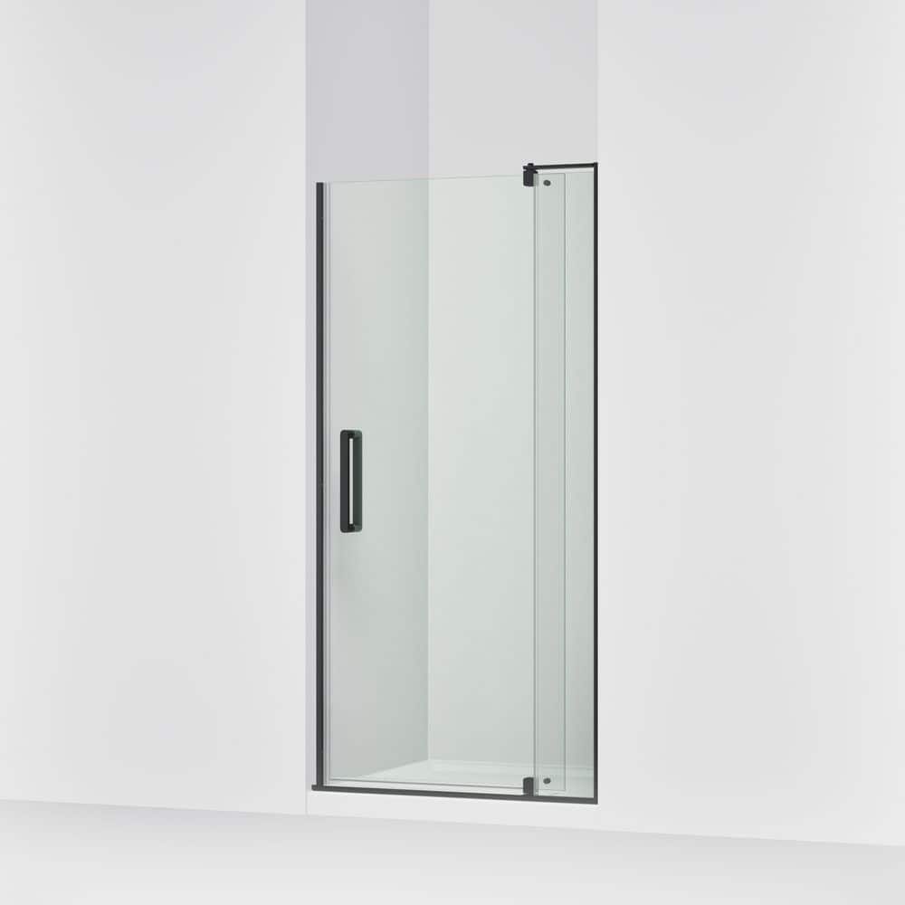 KOHLER Echelon 32-36 in. W x 70 in. H Frameless Pivot Shower Door in Matte Black with 5/16 in. Thick Clear Tempered Glass