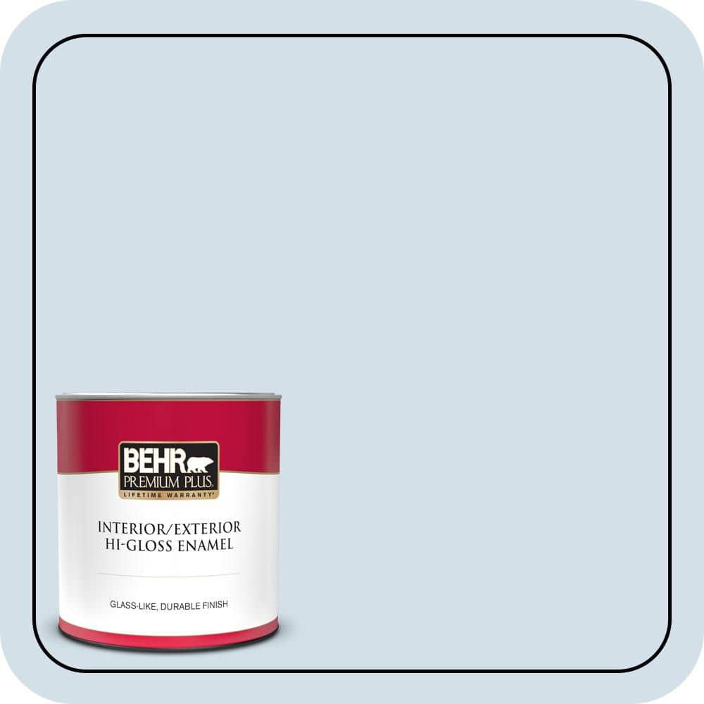 BEHR PREMIUM PLUS 1 qt. #580E-1 Rain Drop Hi-Gloss Enamel Interior/Exterior Paint & Primer