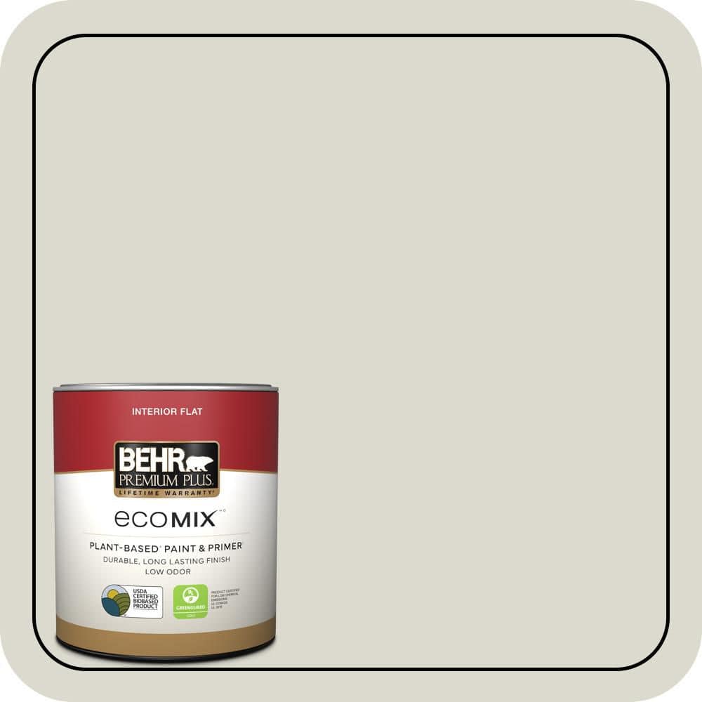 BEHR PREMIUM PLUS 1 qt. #N350-1 Hazy Trail Flat EcoMix Plant-Based Interior Paint & Primer (1)