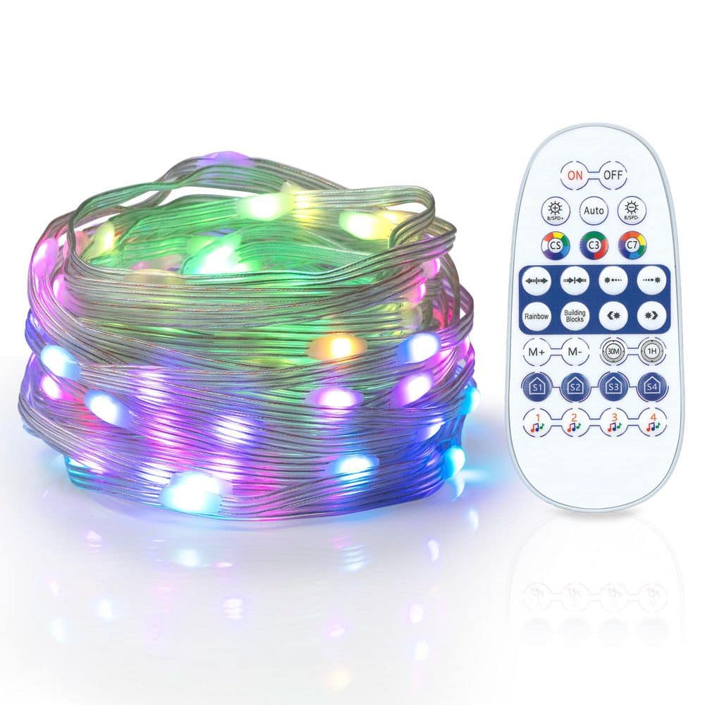 Unbranded 40 ft. USB Powered Sound Reactive RGBIC Dot Lights with 28key Remote Control (2)