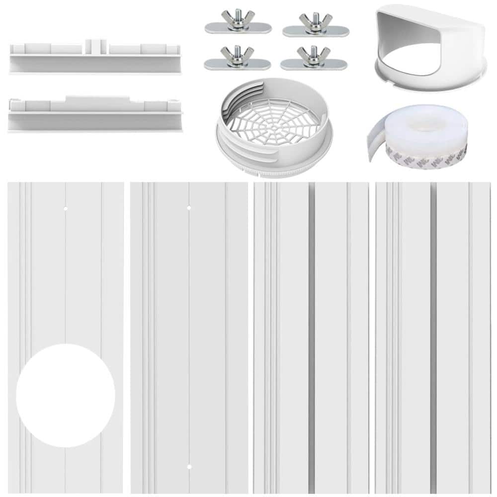 Unbranded Air Conditioner Window Kit Adjustable Seal Plates for Sliding Window, Universal 5.1/5.9 Inch Hose Coupler, 4 Panel (1)