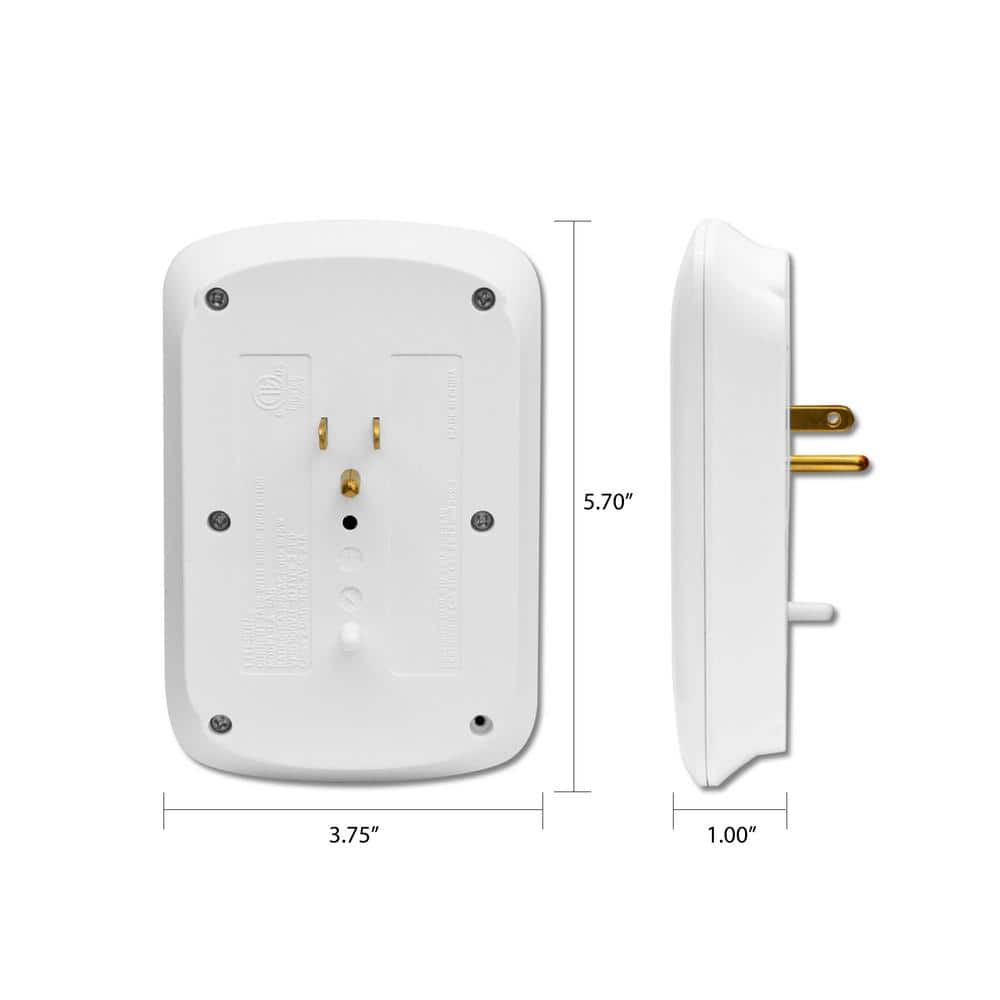 GoGreen Power 3 Outlet Wall Tap w/ 2 USB Ports, 735 Joule Surge Protection, 3.1A USB (2)