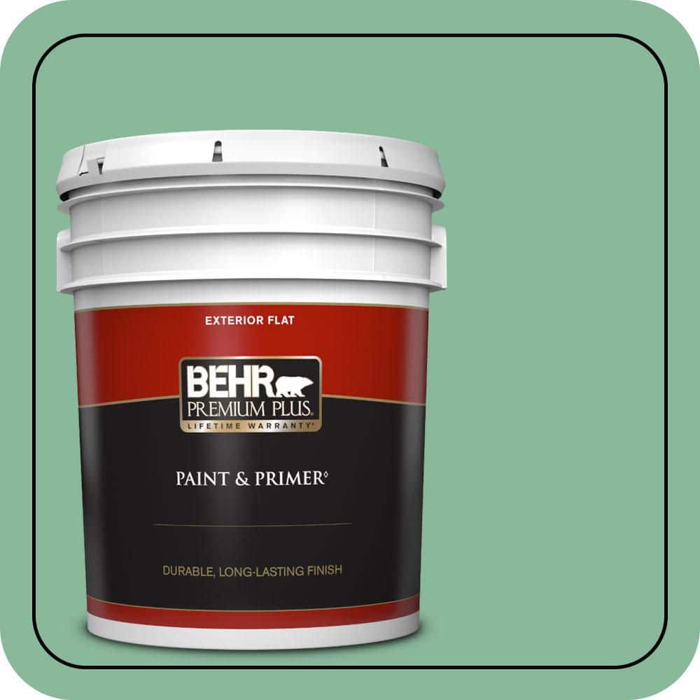 BEHR PREMIUM PLUS 5 gal. #470D-4 Garden View Flat Exterior Paint & Primer