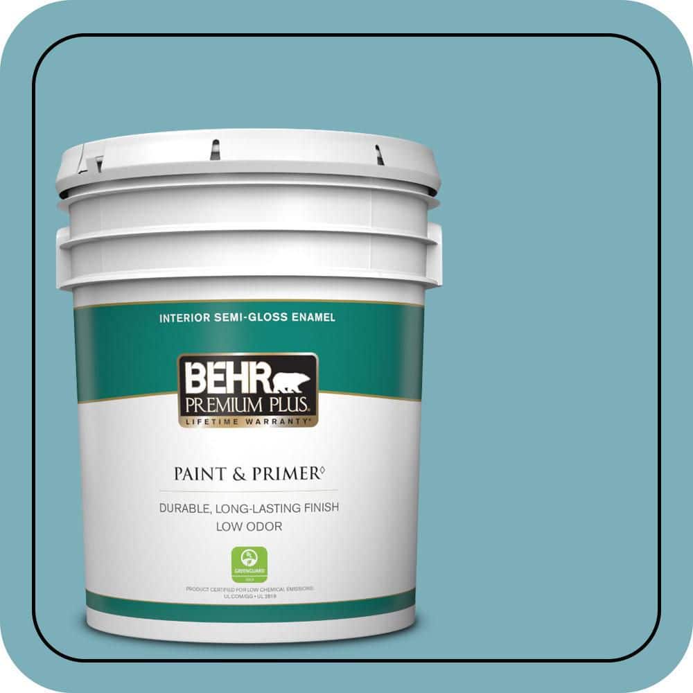 BEHR PREMIUM PLUS 5 gal. #520F-4 November Skies Semi-Gloss Enamel Low Odor Interior Paint & Primer