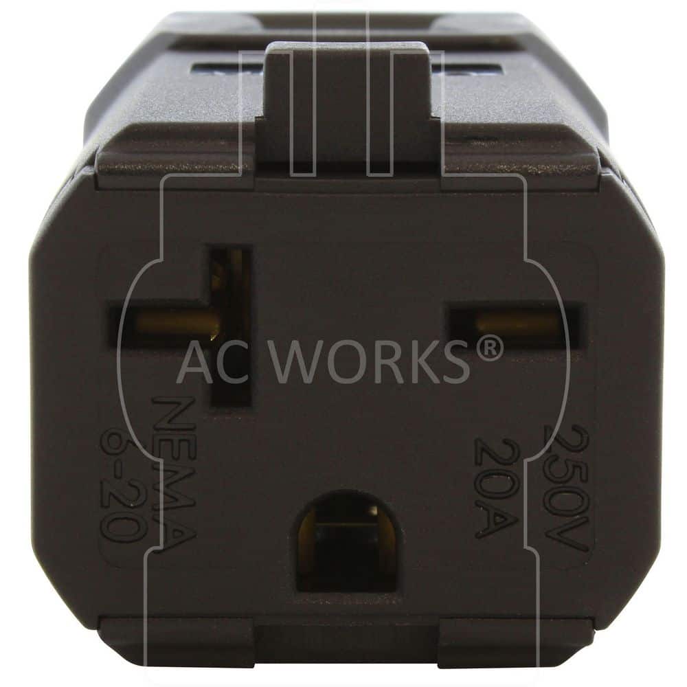 AC WORKS NEMA 6-20R 20A 250V Clamp Style Square Connector in Black with UL, C-UL Approval (3)
