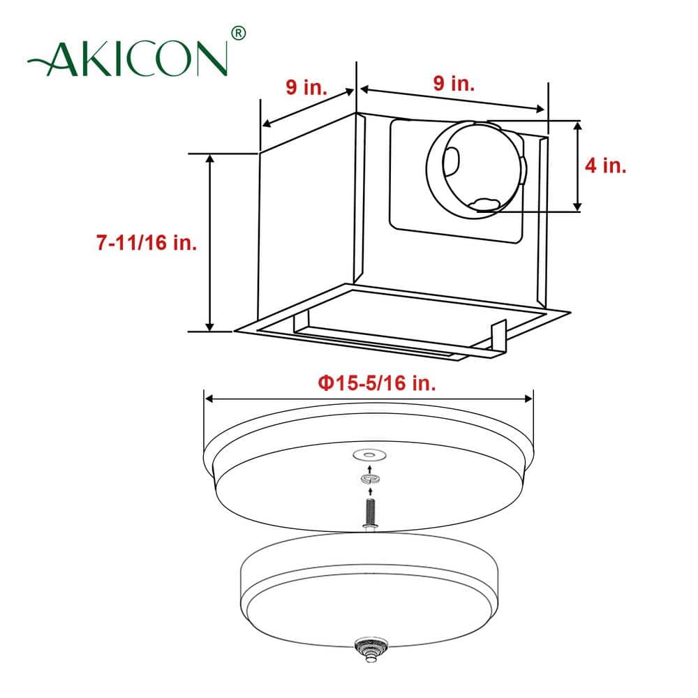 Akicon 110 CFM Ceiling Bathroom Exhaust Fan with LED Light and Nightlight, Round Frosted Glass Cover Brushed Nickel Grille (3)