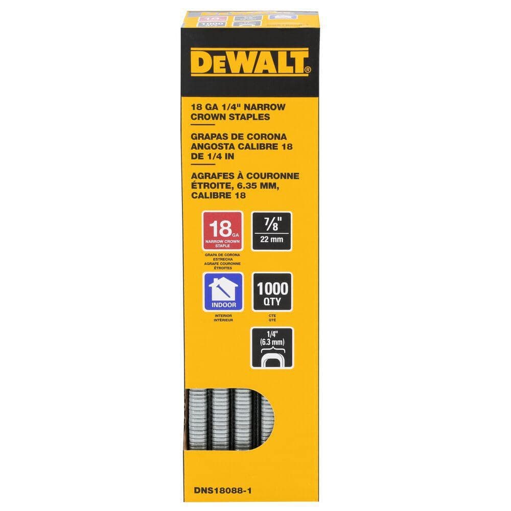 DEWALT 7/8 in. x 18-Gauge 1/4 in. Narrow Crown Construction Staples (1000 per Box) (2)