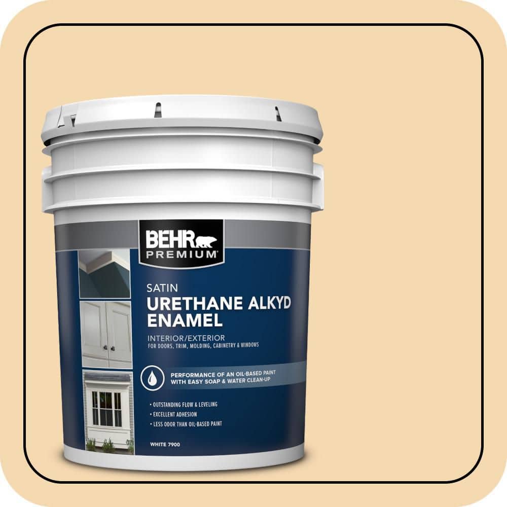 BEHR PREMIUM 5 gal. #330C-3 Clam Chowder Urethane Alkyd Satin Enamel Interior/Exterior Paint