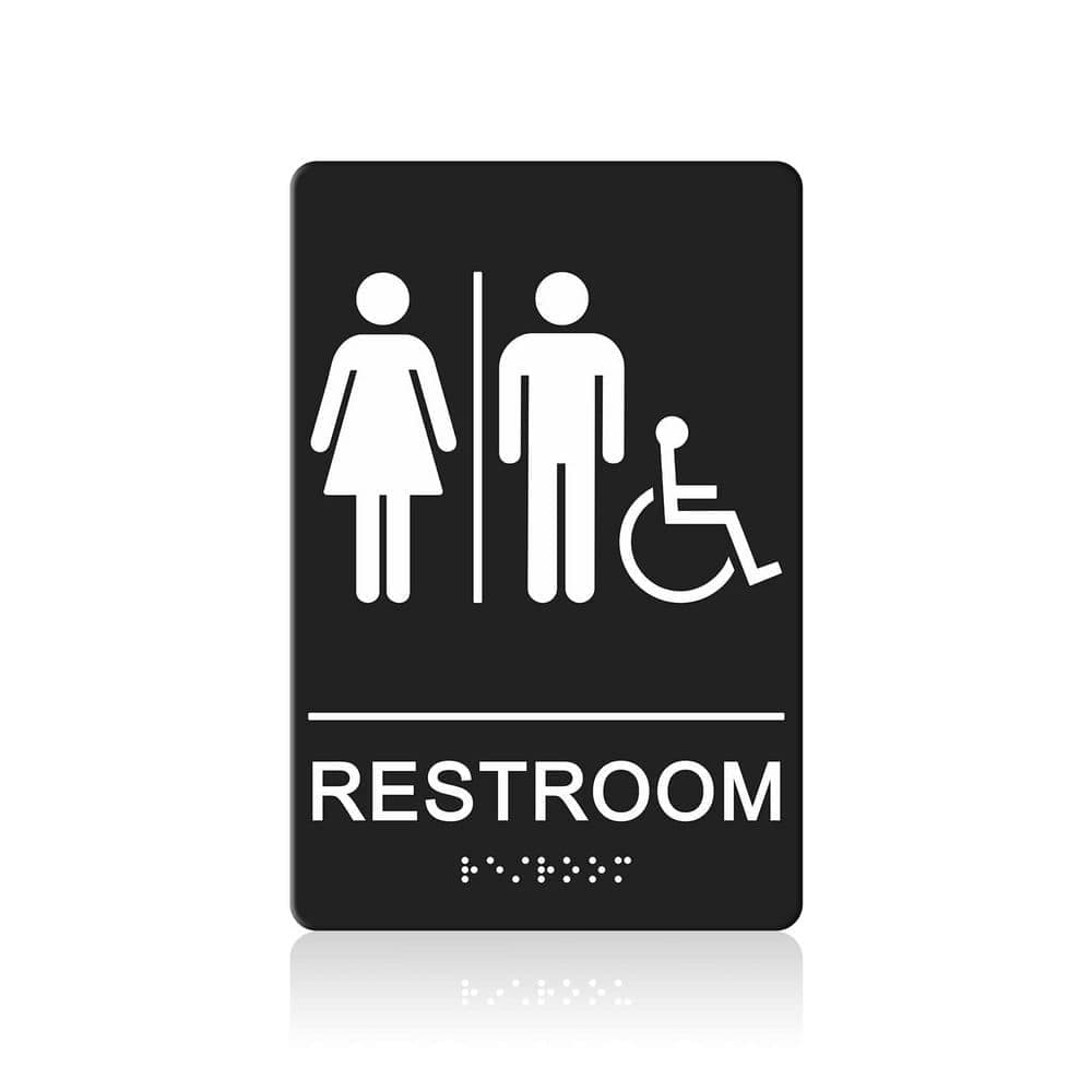 LAIFUCAM ADA Braille Unisex Restroom Sign Self-Adhesive Acrylic Waterproof Fade Resistant Toilet Door Wall Decor (1)