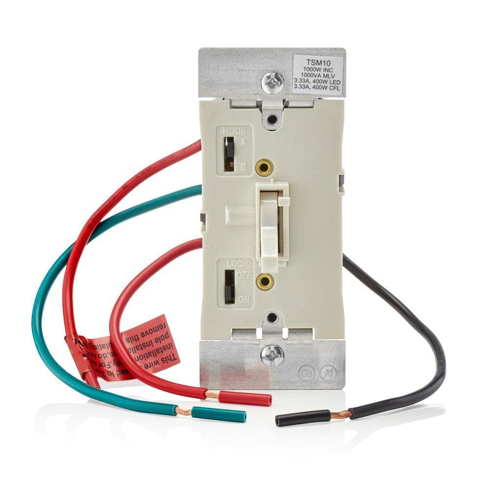 Leviton Toggle Slide Dimmer Switch for Magnetic Low Voltage, LED, Halogen and Incandescent Bulbs- TSM10-1LI