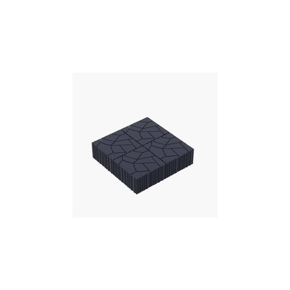 cadeninc Stone Style 12 in. x 12 in. Square Interlocking Decking Tiles Composite Floor Tile, Porch Poolside, Dark Gray(44-Pack) (2)