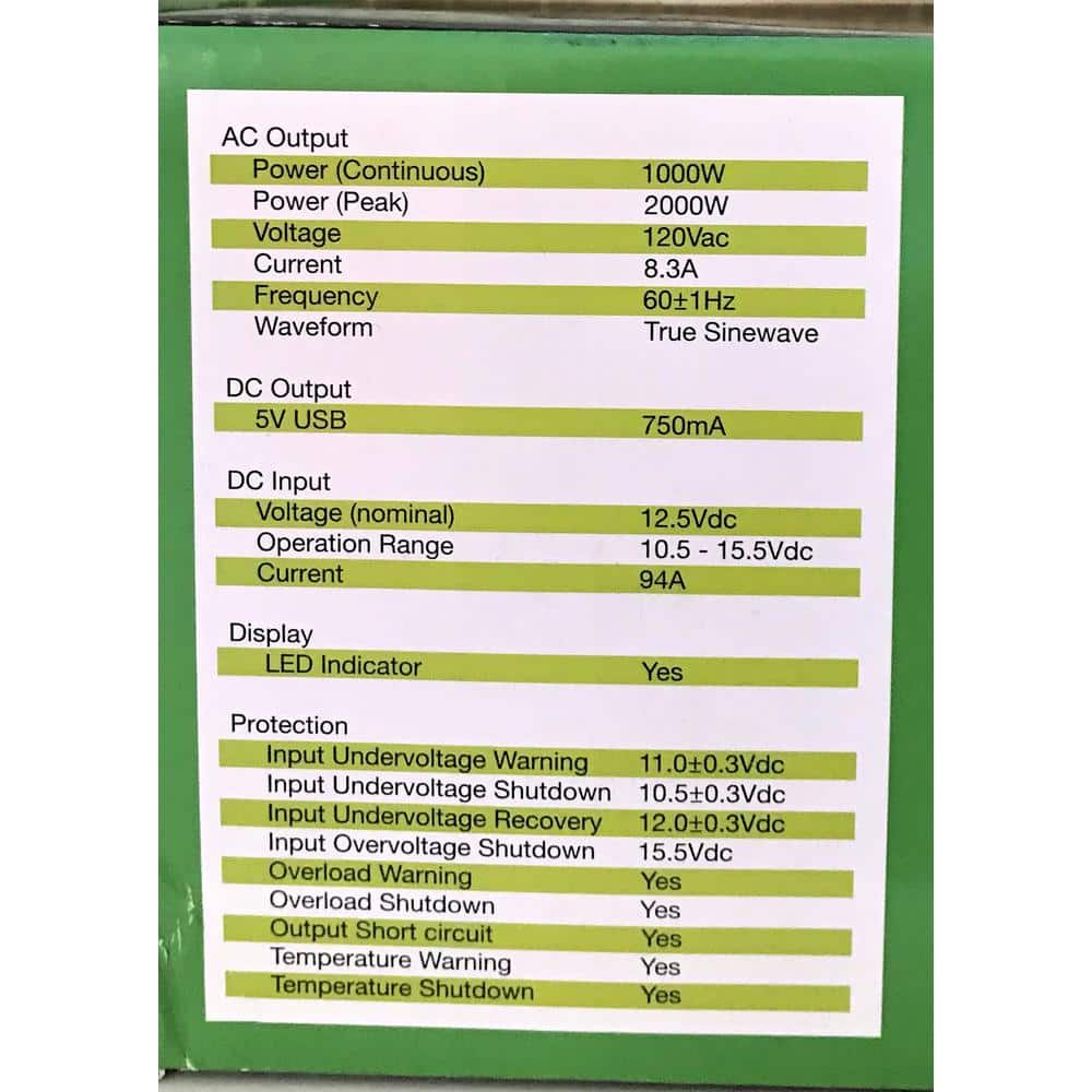 NATURE POWER 1000-Watt Pure Sine Wave Inverter (3)