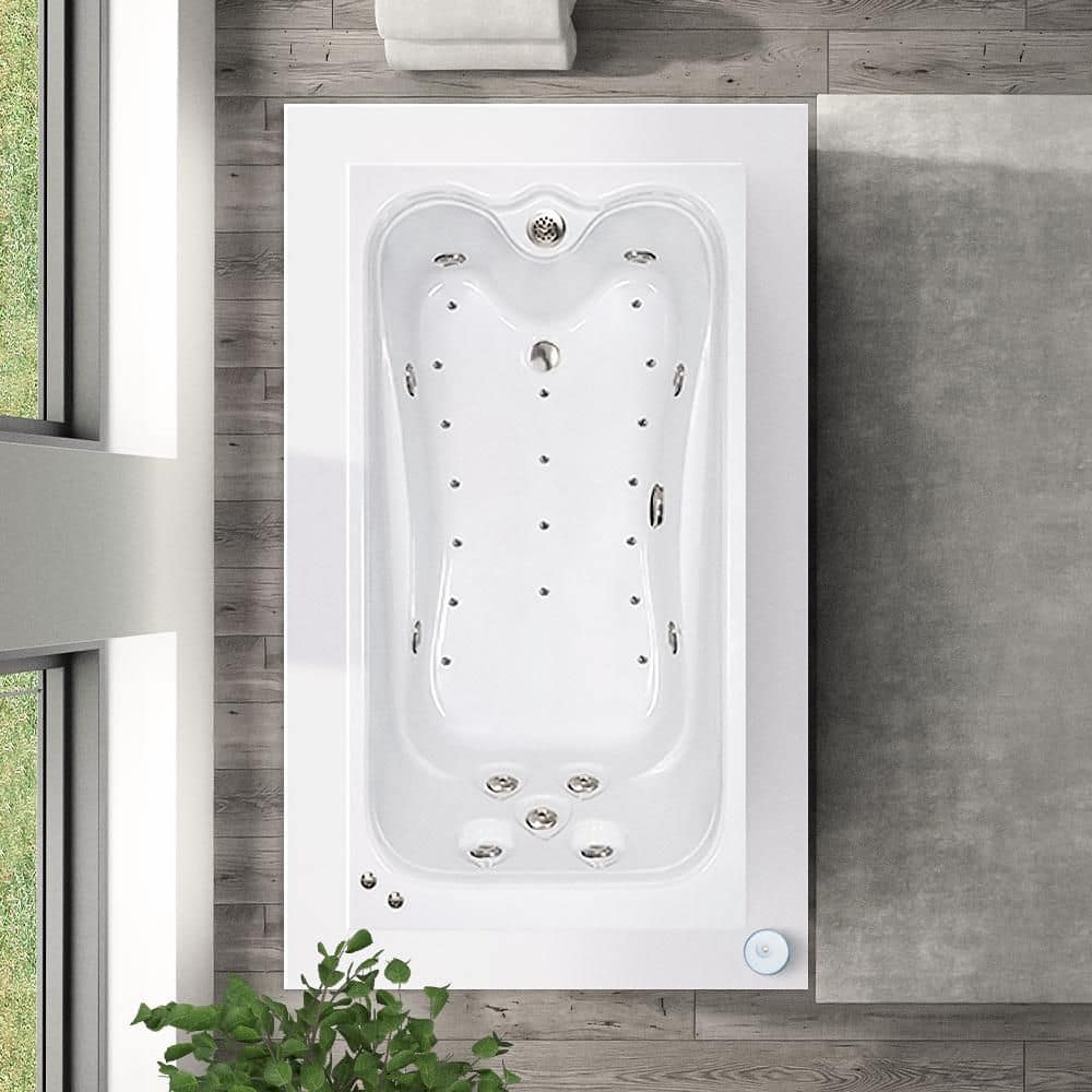 Comfortflo Premier 72 in. x 36 in. Acrylic Rectangular Drop-in Whirlpool and Air Bathtub with Reversible Drain in White (3)