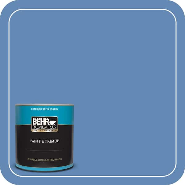 BEHR PREMIUM PLUS 1 qt. #580B-6 Castle Moat Satin Enamel Exterior Paint & Primer (2)
