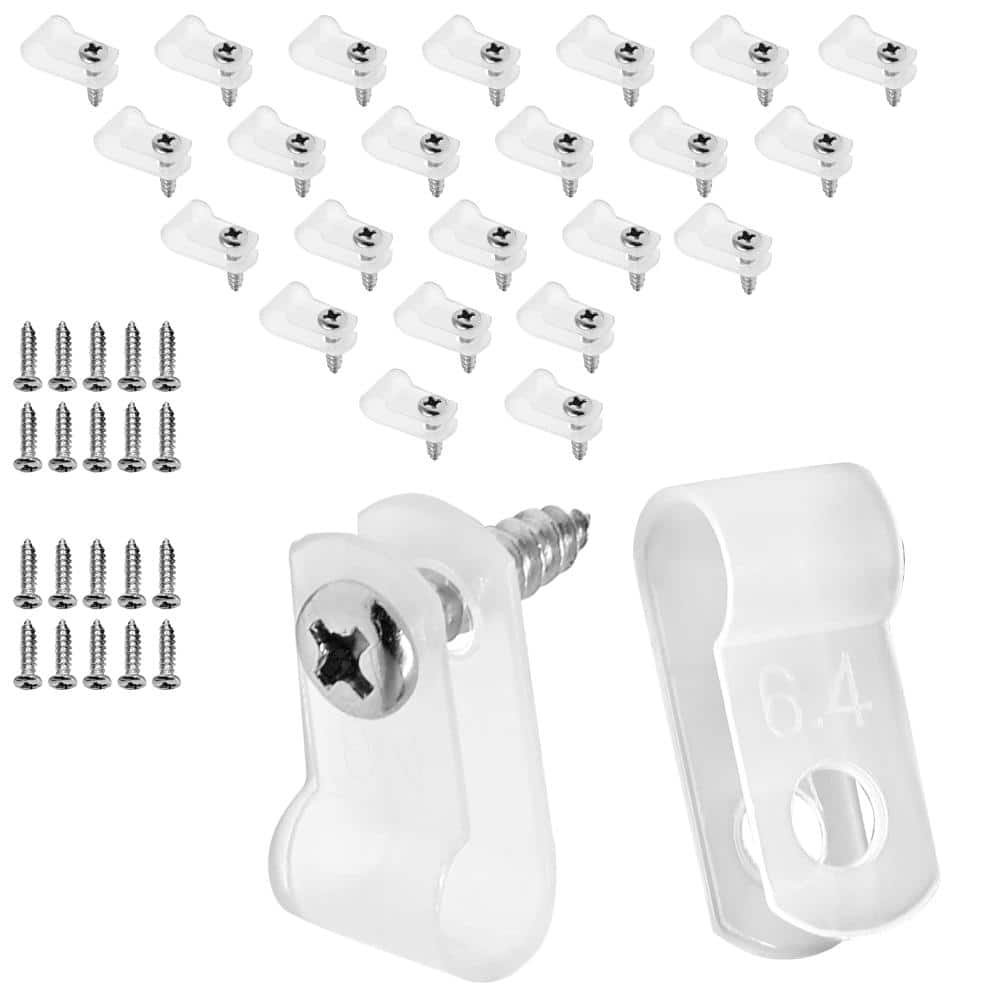 Unbranded 120-Piece 1/4 in Nylon R-Type Cable Clamps with M4 x 16 mm Screws, White Screw-Mount Wire Clips (1)