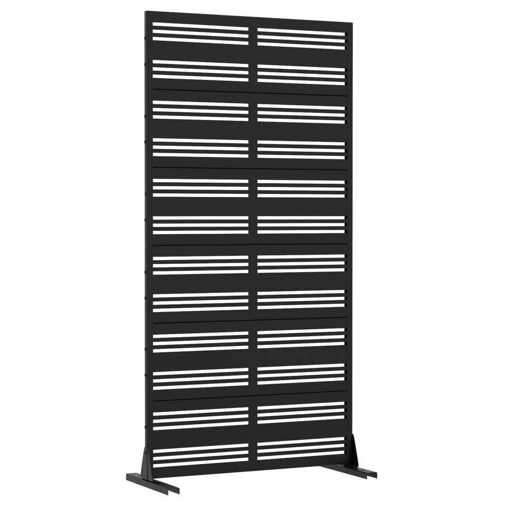 Lirago 72 in. x 35 in. Outdoor Black Metal Privacy Screen Garden Fence (2)