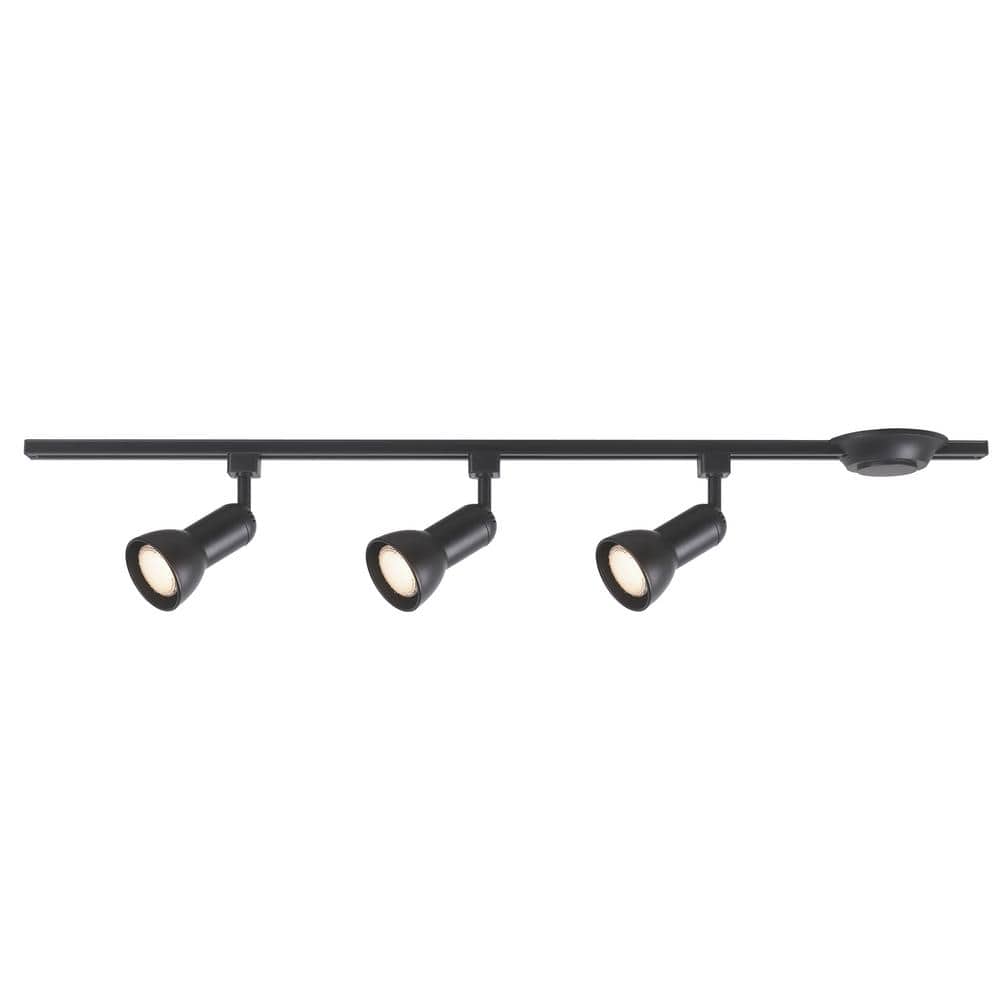 Hampton Bay 4 ft. 3-Light Black Linear Track Lighting Kit with Medium Step Heads (4)